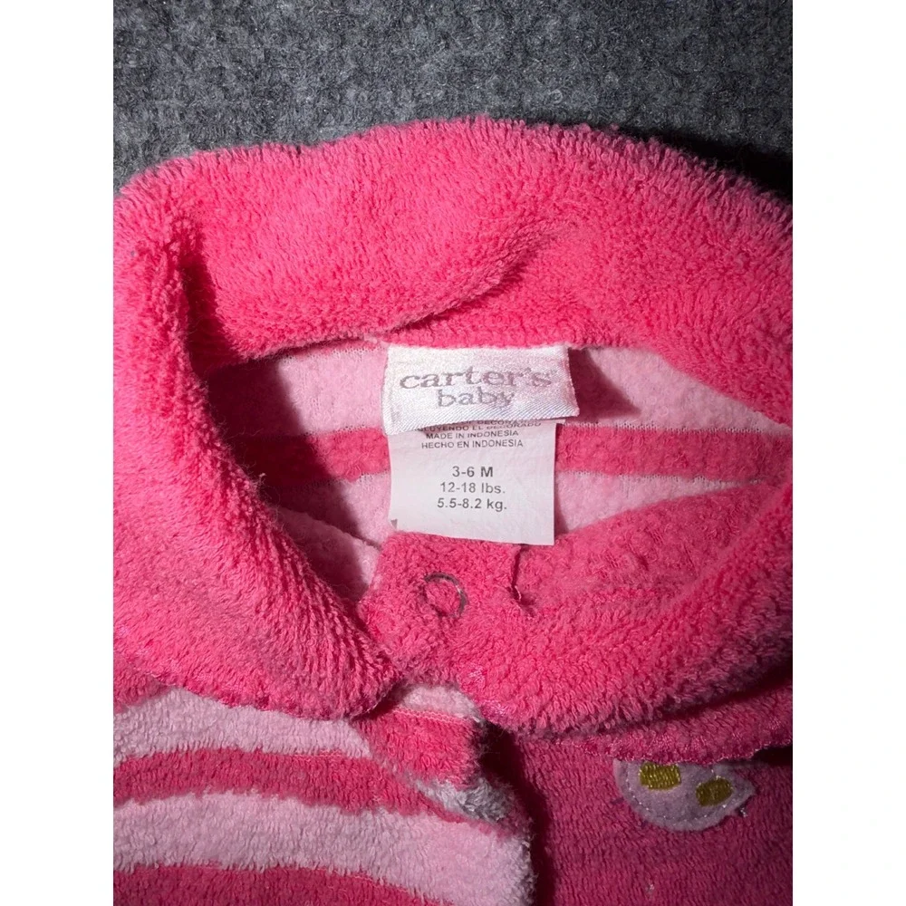 Vintage Y2K Carters Baby Girls 3-6M Pink Terry Cloth Footed Sleeper Floral